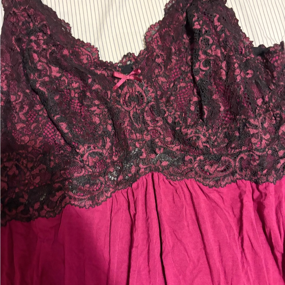 Soma Elegant Lace Trim Nightgown - Burgundy - Picture 4 of 4